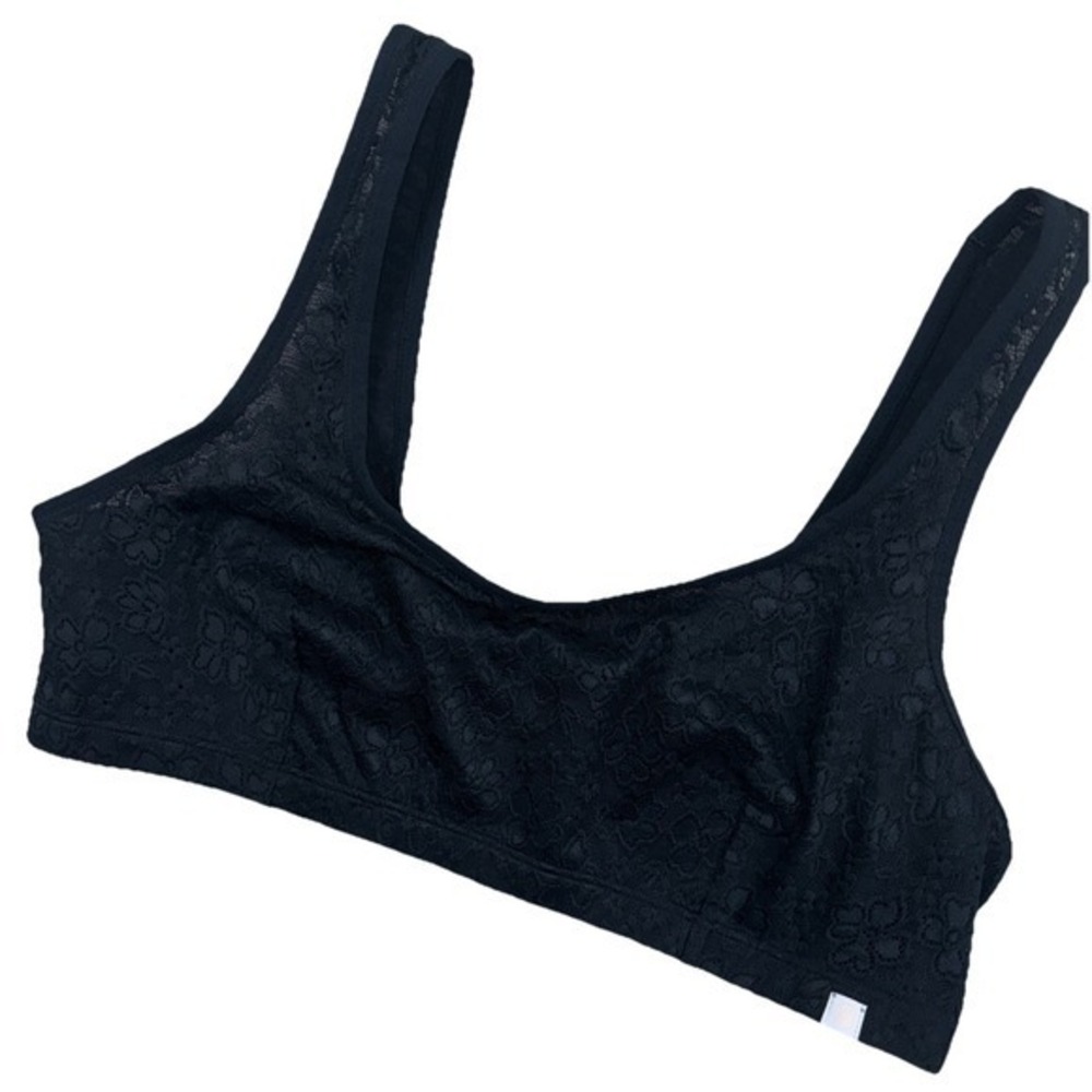 Old Navy Bralette Women‎ Large Black Floral Lace Scoop Neck O.N.L.Y. XVN1004
